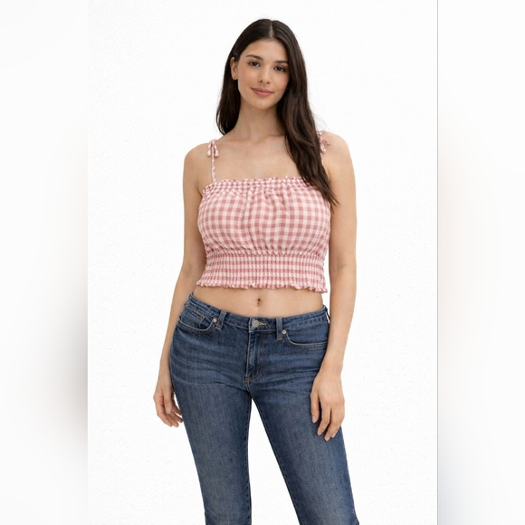 American Eagle Outfitters Tops - American Eagle Outfitters Size XL Pink Gingham Crop Top